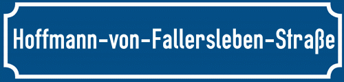 Straßenschild Hoffmann-von-Fallersleben-Straße zum kostenlosen Download