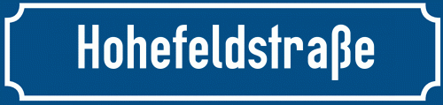 Straßenschild Hohefeldstraße zum kostenlosen Download
