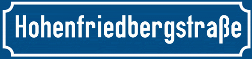 Straßenschild Hohenfriedbergstraße zum kostenlosen Download