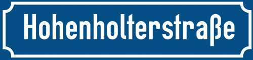 Straßenschild Hohenholterstraße