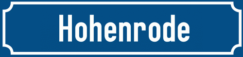 Straßenschild Hohenrode