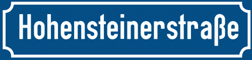 Straßenschild Hohensteinerstraße zum kostenlosen Download