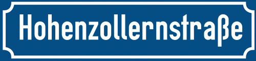 Straßenschild Hohenzollernstraße zum kostenlosen Download