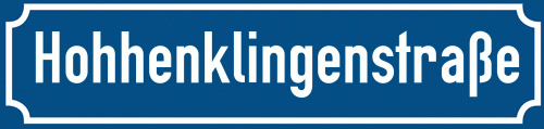 Straßenschild Hohhenklingenstraße