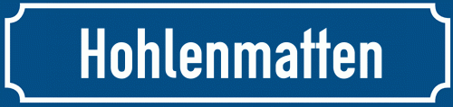 Straßenschild Hohlenmatten zum kostenlosen Download
