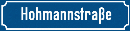 Straßenschild Hohmannstraße zum kostenlosen Download