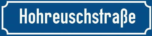 Straßenschild Hohreuschstraße zum kostenlosen Download