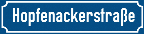 Straßenschild Hopfenackerstraße zum kostenlosen Download