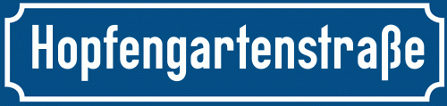 Straßenschild Hopfengartenstraße zum kostenlosen Download