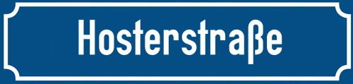 Straßenschild Hosterstraße zum kostenlosen Download
