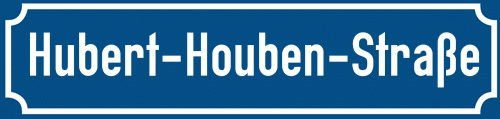 Straßenschild Hubert-Houben-Straße
