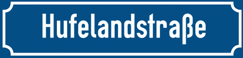 Straßenschild Hufelandstraße zum kostenlosen Download