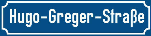Straßenschild Hugo-Greger-Straße zum kostenlosen Download