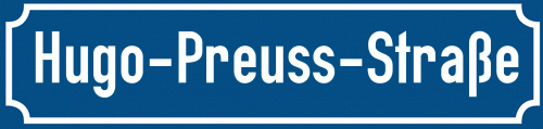 Straßenschild Hugo-Preuss-Straße zum kostenlosen Download