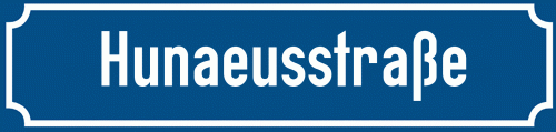 Straßenschild Hunaeusstraße zum kostenlosen Download