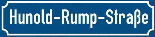 Straßenschild Hunold-Rump-Straße