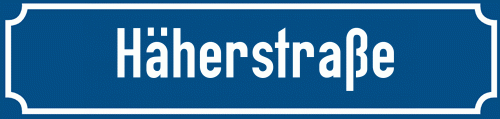 Straßenschild Häherstraße