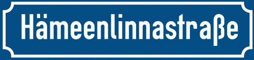 Straßenschild Hämeenlinnastraße