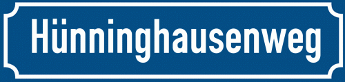 Straßenschild Hünninghausenweg