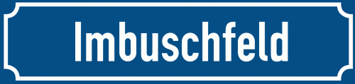Straßenschild Imbuschfeld zum kostenlosen Download