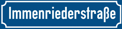 Straßenschild Immenriederstraße zum kostenlosen Download