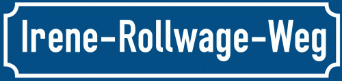 Straßenschild Irene-Rollwage-Weg