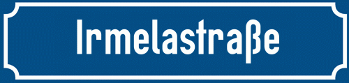 Straßenschild Irmelastraße zum kostenlosen Download