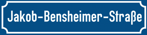 Straßenschild Jakob-Bensheimer-Straße zum kostenlosen Download