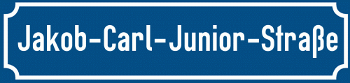 Straßenschild Jakob-Carl-Junior-Straße