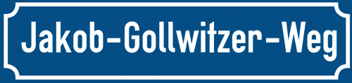 Straßenschild Jakob-Gollwitzer-Weg