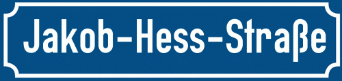 Straßenschild Jakob-Hess-Straße zum kostenlosen Download