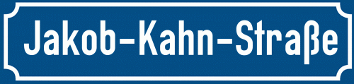Straßenschild Jakob-Kahn-Straße zum kostenlosen Download
