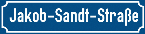 Straßenschild Jakob-Sandt-Straße zum kostenlosen Download