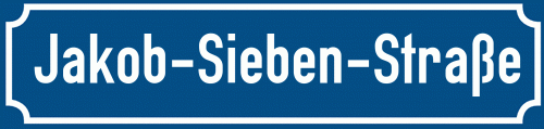 Straßenschild Jakob-Sieben-Straße