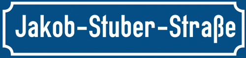 Straßenschild Jakob-Stuber-Straße zum kostenlosen Download