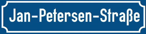 Straßenschild Jan-Petersen-Straße zum kostenlosen Download