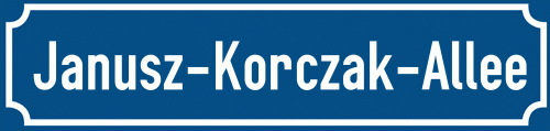 Straßenschild Janusz-Korczak-Allee