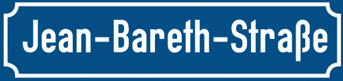 Straßenschild Jean-Bareth-Straße zum kostenlosen Download
