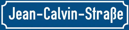 Straßenschild Jean-Calvin-Straße zum kostenlosen Download