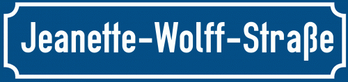 Straßenschild Jeanette-Wolff-Straße