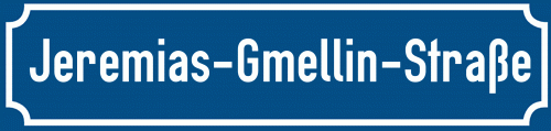 Straßenschild Jeremias-Gmellin-Straße zum kostenlosen Download