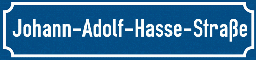 Straßenschild Johann-Adolf-Hasse-Straße zum kostenlosen Download