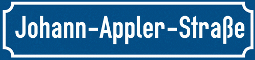 Straßenschild Johann-Appler-Straße