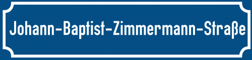 Straßenschild Johann-Baptist-Zimmermann-Straße zum kostenlosen Download