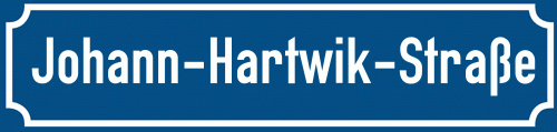 Straßenschild Johann-Hartwik-Straße zum kostenlosen Download