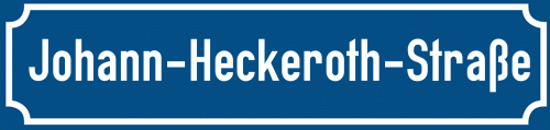 Straßenschild Johann-Heckeroth-Straße zum kostenlosen Download