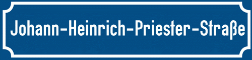 Straßenschild Johann-Heinrich-Priester-Straße zum kostenlosen Download