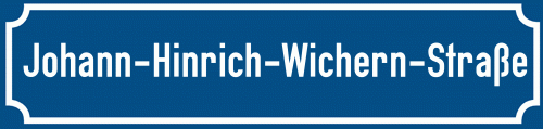 Straßenschild Johann-Hinrich-Wichern-Straße zum kostenlosen Download