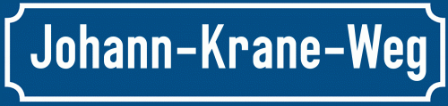 Straßenschild Johann-Krane-Weg zum kostenlosen Download