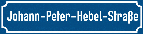 Straßenschild Johann-Peter-Hebel-Straße zum kostenlosen Download
